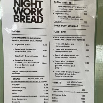 Night Work Bread - Menu - Bakeries Near Me - Ballston Spa, New York