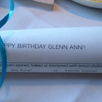 Chart House - Personalized menu for my BD! - Seafood Near Me - Monterey, California