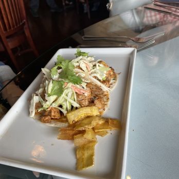 Lugo's - Mahi Mahi Fish Tacos with fried plantain chips - New American Near Me - Dickson, Tennessee