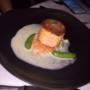 Gary Danko - Horseradish Crusted Salmon Medallion w/Dilled Cucumbers and Mustard Sauce - New American Near Me - San Francisco, California Gary Danko - Horseradish Crusted Salmon Medallion w/Dilled Cucumbers and Mustard Sauce - New American Near Me - San Francisco, California