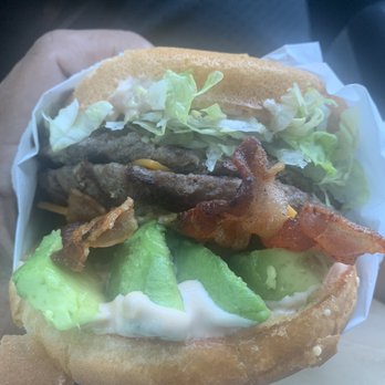 Burger Basket - Double bacon burger with avocado, that's how you wrap a burger and look at that avocado they are not greedy bomb burger - Burgers Near Me - Corona, California Burger Basket - Double bacon burger with avocado, that's how you wrap a burger and look at that avocado they are not greedy bomb burger - Burgers Near Me - Corona, California