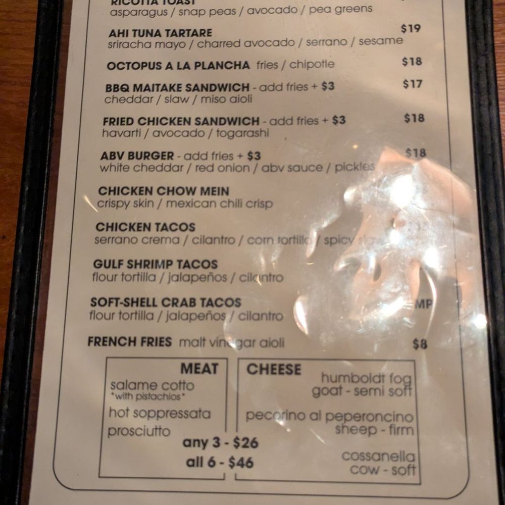 Dinner menu. Dinner menu.