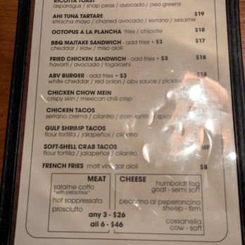 ABV - Dinner menu. - Cocktail Bars Near Me - San Francisco, California ABV - Dinner menu. - Cocktail Bars Near Me - San Francisco, California