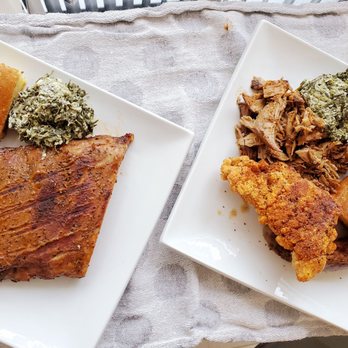 Slim's BBQ - Pork ribs, the fried chicken, smoked pork butt, hot links, corn breads, and serrano cheese spinach. - Bars Near Me - Vancouver, British Columbia Slim's BBQ - Pork ribs, the fried chicken, smoked pork butt, hot links, corn breads, and serrano cheese spinach. - Bars Near Me - Vancouver, British Columbia