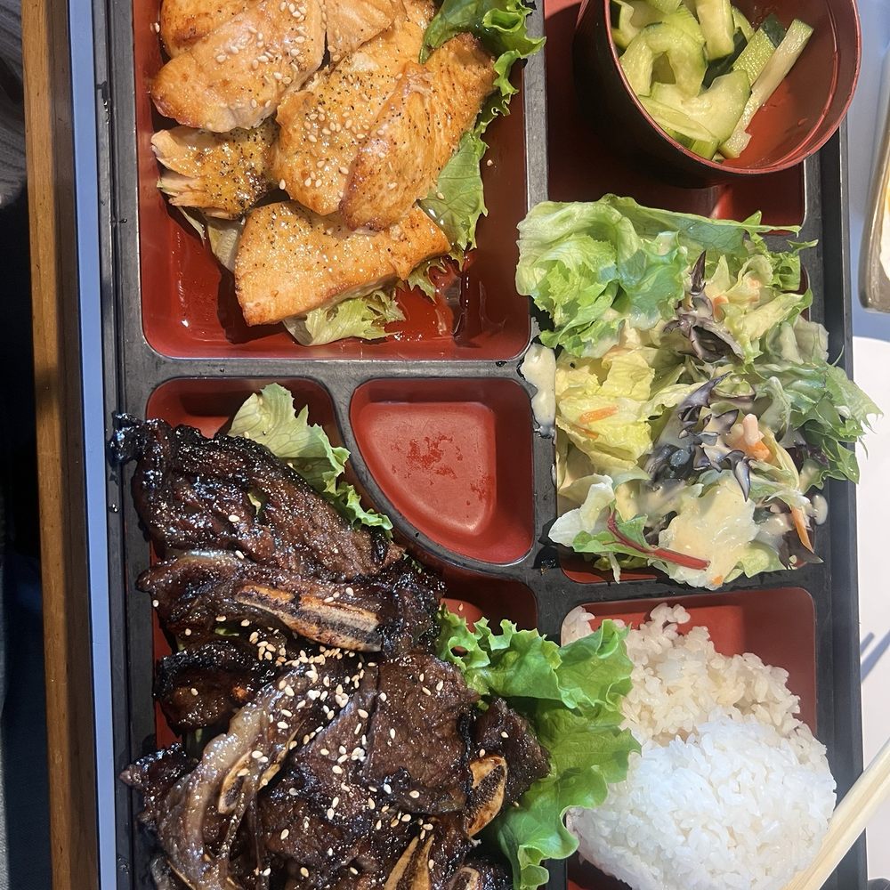 Bento Revolving Sushi - 13. Korean Short Ribs & Salmon Bento Box - Sushi Bars Near Me - Fair Oaks, California