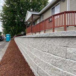 Bolder Landscape - Retaining wall with Belgard blocks & matching caps we installed in Beaverton OR!