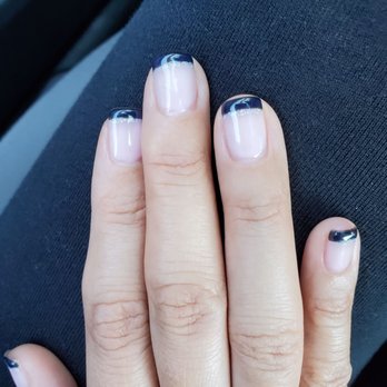 Jewel Nails - My French gel mani w/ silver glitter border - Nail Salons Near Me - Morganville, New Jersey