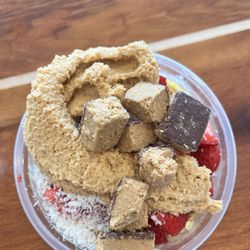 Nautical Bowls - Strawberries, PB Crumbles, Fresh Peanut Butter, coconut flakes, honey blue majik, coconut, ube and cocoa
