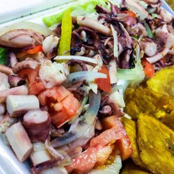 Latino Paradise - Octopus Salad (ensalada de pulpo) with tostones