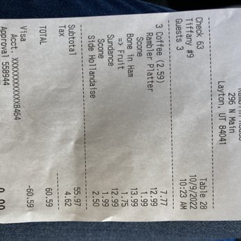Ramblin Roads - Receipt with hidden charges . - Breakfast & Brunch Near Me - Layton, Utah Ramblin Roads - Receipt with hidden charges . - Breakfast & Brunch Near Me - Layton, Utah