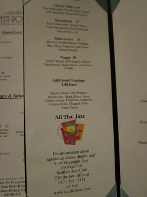 Menu photo 1 Scullers Jazz Club Boston, MA Menu photo 1 Scullers Jazz Club Boston, MA