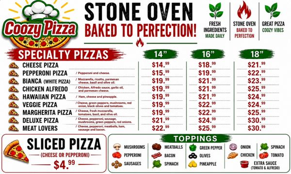 Menu photo 2 Coozy Pizza Fort Myers, FL