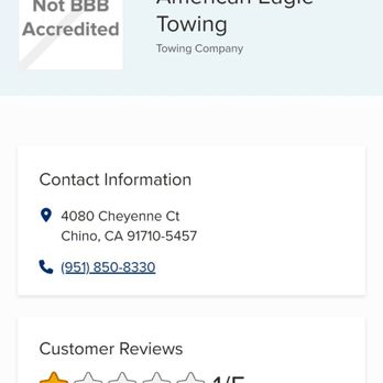 American Eagle Towing - Better business bureau rating and complaints - Towing Near Me - Chino, California American Eagle Towing - Better business bureau rating and complaints - Towing Near Me - Chino, California