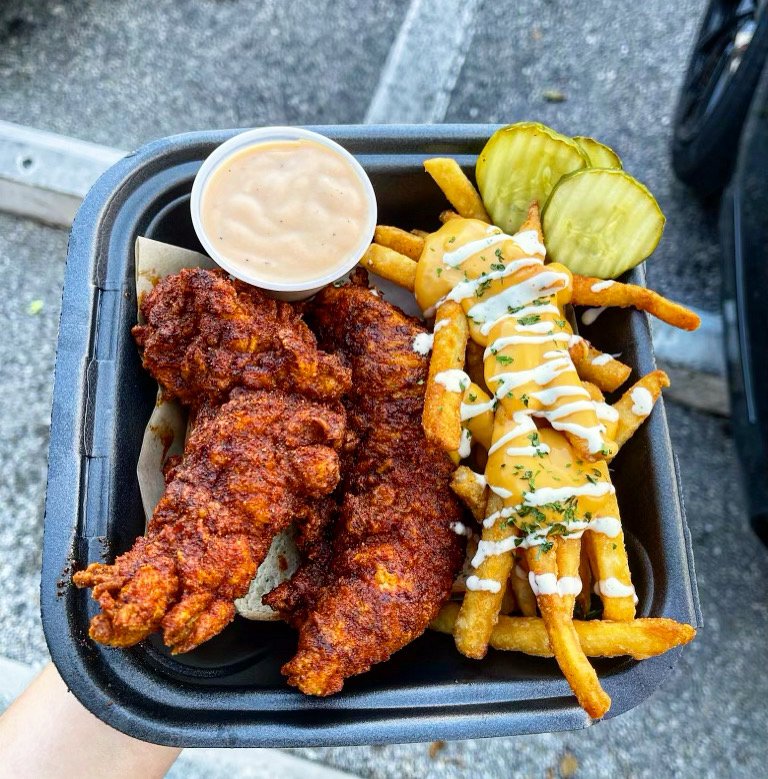 Food from Cluck Face Nashville Hot Chicken