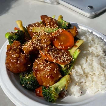 Banh's Cuisine - Sesame chicken with white rice - Vietnamese Near Me - Durham, North Carolina