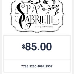 Spa Gabrielle - Virtual gift card for my niece. She made the process easy and as convenient as possible. My niece LOVED her facial