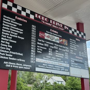 Bobo’s Drive In - Menu outside-Carhop area - Fast Food Near Me - Topeka, Kansas