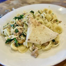 Novanta 90 Pizzeria Napoletana - Orecchiette pasta (sausage, broccoli rabe, roasted garlic, mozzarella