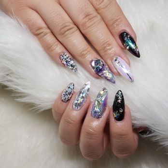 Pure Bliss Nails & Beauty Salon - My craziest set thus far. Dana had to do so much extra to get the perfect galaxy designs(including mixing personal shades and chromes)!! - Makeup Artists Near Me - Duluth, Georgia