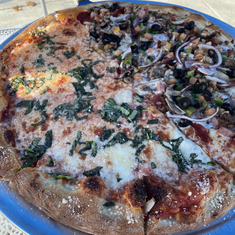 Enzo's NY Pizzeria - Half cheese - half fully loaded. Both sides are wonderful! - Pizza Near Me - Flower Mound, Texas Enzo's NY Pizzeria - Half cheese - half fully loaded. Both sides are wonderful! - Pizza Near Me - Flower Mound, Texas
