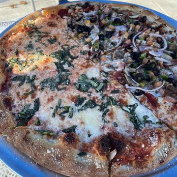 Enzo's NY Pizzeria - Half cheese - half fully loaded. Both sides are wonderful! - Pizza Near Me - Flower Mound, Texas