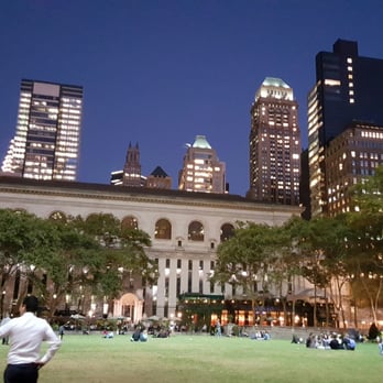 Bryant Park - This guy in the middle was practicing his broadcasting experience.  :p - Parks Near Me - New York, New York