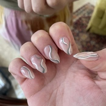 Elan Beauty Bar - Sns on natural nails, wavy line design - Waxing Near Me - Duluth, Georgia Elan Beauty Bar - Sns on natural nails, wavy line design - Waxing Near Me - Duluth, Georgia