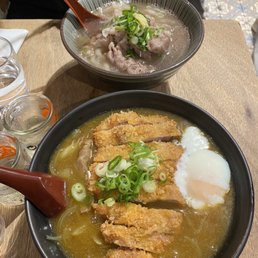 curry katsu udon and niku udon