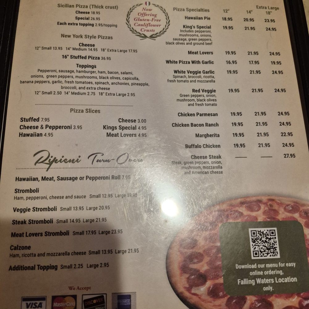Kings New York Pizza - Falling Waters - Menu - Italian Near Me - Falling Waters, West Virginia Kings New York Pizza - Falling Waters - Menu - Italian Near Me - Falling Waters, West Virginia