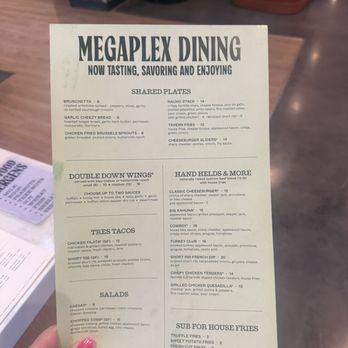 Megaplex Downtown Daybreak - Sit down dining menu (front) - Cinema Near Me - South Jordan, Utah