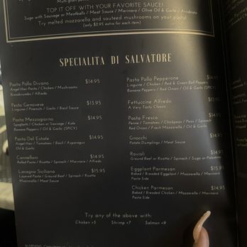 Salvatore Scallopini - Menu - Italian Near Me - Grosse Pointe Woods, Michigan