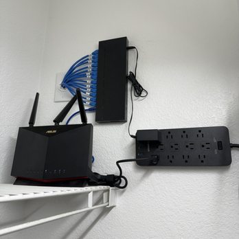 Smart Combine - Ethernet switch installed with router and surge protector - Security Systems Near Me Smart Combine - Ethernet switch installed with router and surge protector - Security Systems Near Me