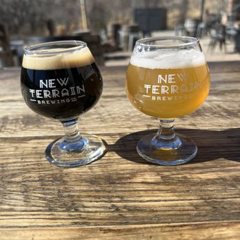 New Terrain Brewing - 5oz pours of Tow Power and Chai Groove - Breweries Near Me - Golden, Colorado New Terrain Brewing - 5oz pours of Tow Power and Chai Groove - Breweries Near Me - Golden, Colorado