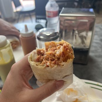 Mama Vickys Pupusas Y Mas - Potato, egg, cheese, chorizo breakfast burrito. - Tacos Near Me - Plano, Texas Mama Vickys Pupusas Y Mas - Potato, egg, cheese, chorizo breakfast burrito. - Tacos Near Me - Plano, Texas