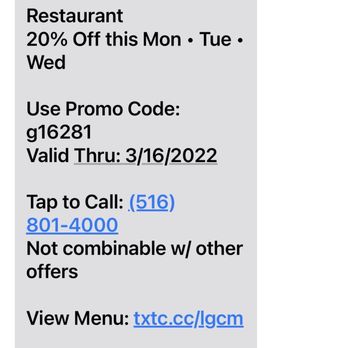 Lorenzo's Pizzeria - 20% off coupon - Pizza Near Me - Glen Cove, New York
