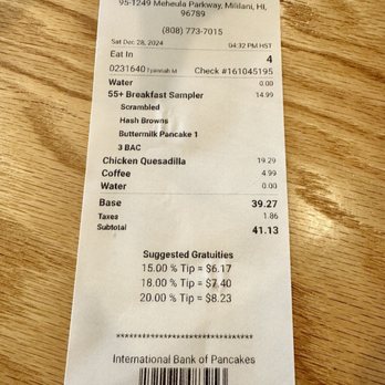 IHOP - Bill - Breakfast & Brunch Near Me - Mililani, Hawaii IHOP - Bill - Breakfast & Brunch Near Me - Mililani, Hawaii