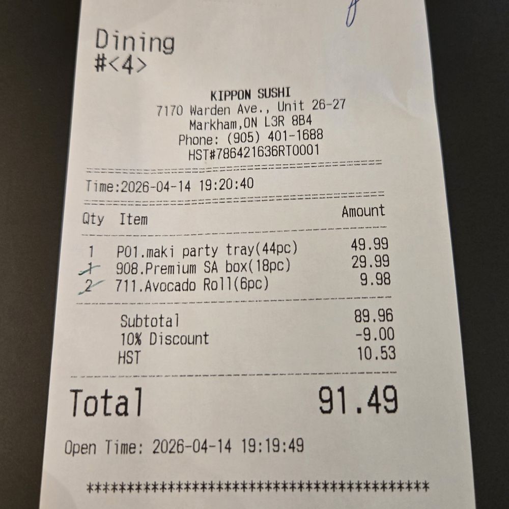 Kippon Sushi - 10% cash discount - Sushi Bars Near Me - Markham, Ontario