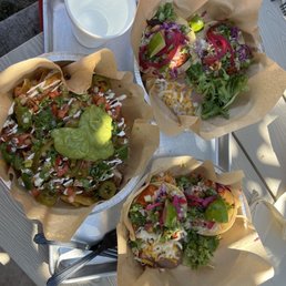 Spicy Fish tacos, chicken nachos