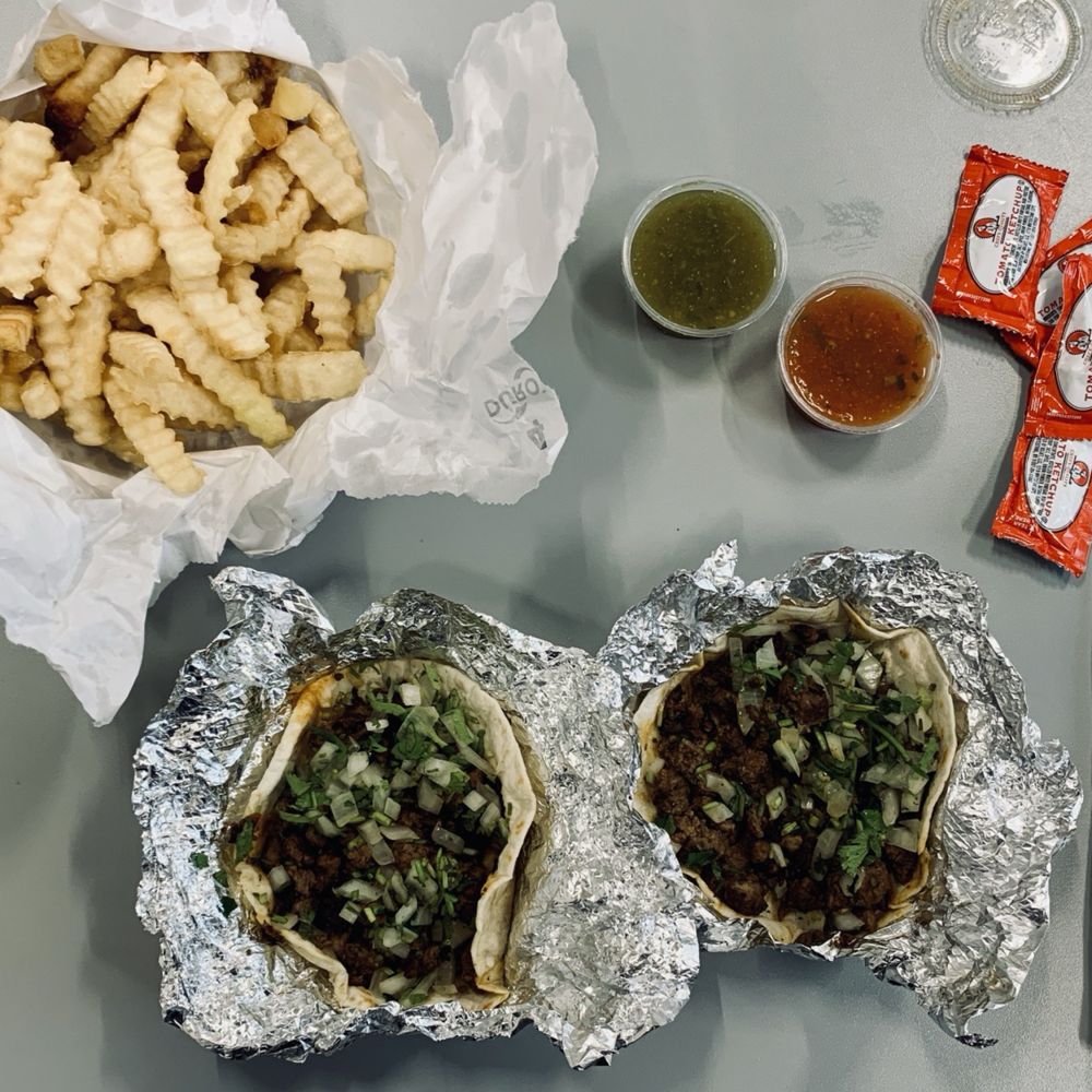 two tacoss and a side of fries two tacoss and a side of fries