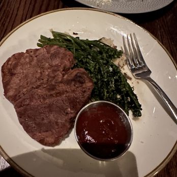 The Hunt Room - Filet Mignon ($49 as of 3/2026) with garlic and herb whipped potatoes, roasted broccolini, Tarnished Truth Steak Sauce (delicious) - Cocktail Bars Near Me - Virginia Beach, Virginia The Hunt Room - Filet Mignon ($49 as of 3/2026) with garlic and herb whipped potatoes, roasted broccolini, Tarnished Truth Steak Sauce (delicious) - Cocktail Bars Near Me - Virginia Beach, Virginia
