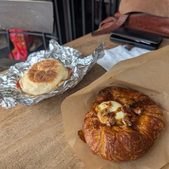 Experiment Coffee and Pastry - Fig, walnut, and goat cheese pastry  Bacon egg cheese English muffin - Coffee & Tea Near Me - Tempe, Arizona