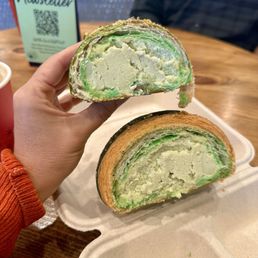 Pistachio! Don let the picture fool you the filling was silky smooth!