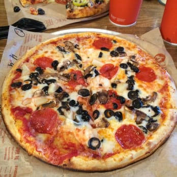 Blaze Pizza - Build your own with pepperoni, olives, pineapple and mushrooms. - Salad Near Me - Monrovia, California