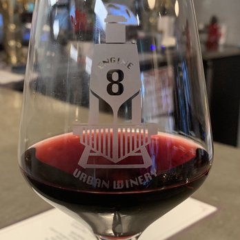 Engine 8 Urban Winery - Can you tell what makes up the logo? By the way this glass was full of the Malbec. They're going to make a Barba, yes! - Desserts Near Me - Sparks, Nevada
