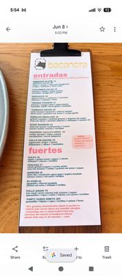 Menu photo 1 Bacanora Phoenix, AZ