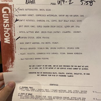 Gunshow - What the 10 courses consist of - New American Near Me - Atlanta, Georgia