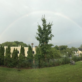 Mikro Depot - Post-storm rainbow view from front of Mikro - New American Near Me - Hamden, Connecticut