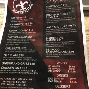 Heard Dat Kitchen - New Menu - Cajun/Creole Near Me - New Orleans, Louisiana