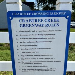 Crabtree Creek Greenway - Greenway rules, Sept 2024.