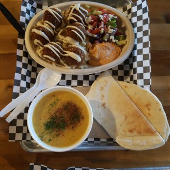 Yafa Hummus - Falafel bowl with lentil soup - Mediterranean Near Me - Tracy, California Yafa Hummus - Falafel bowl with lentil soup - Mediterranean Near Me - Tracy, California
